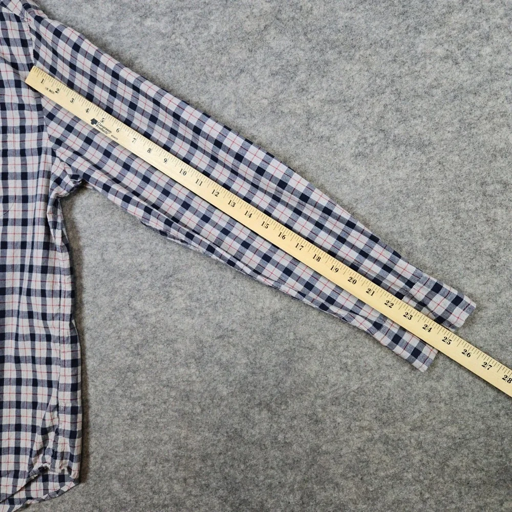 J Crew Men's Secret Wash‎ Shirting Size M Organic Cotton Shirt Blue/Mauve Checks
